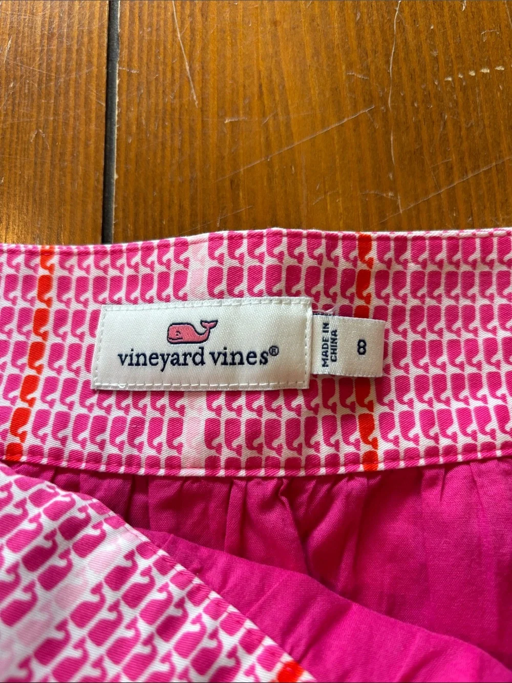 Vineyard Vines Pink White Whale Print Mini Skirt Size 8 EUC